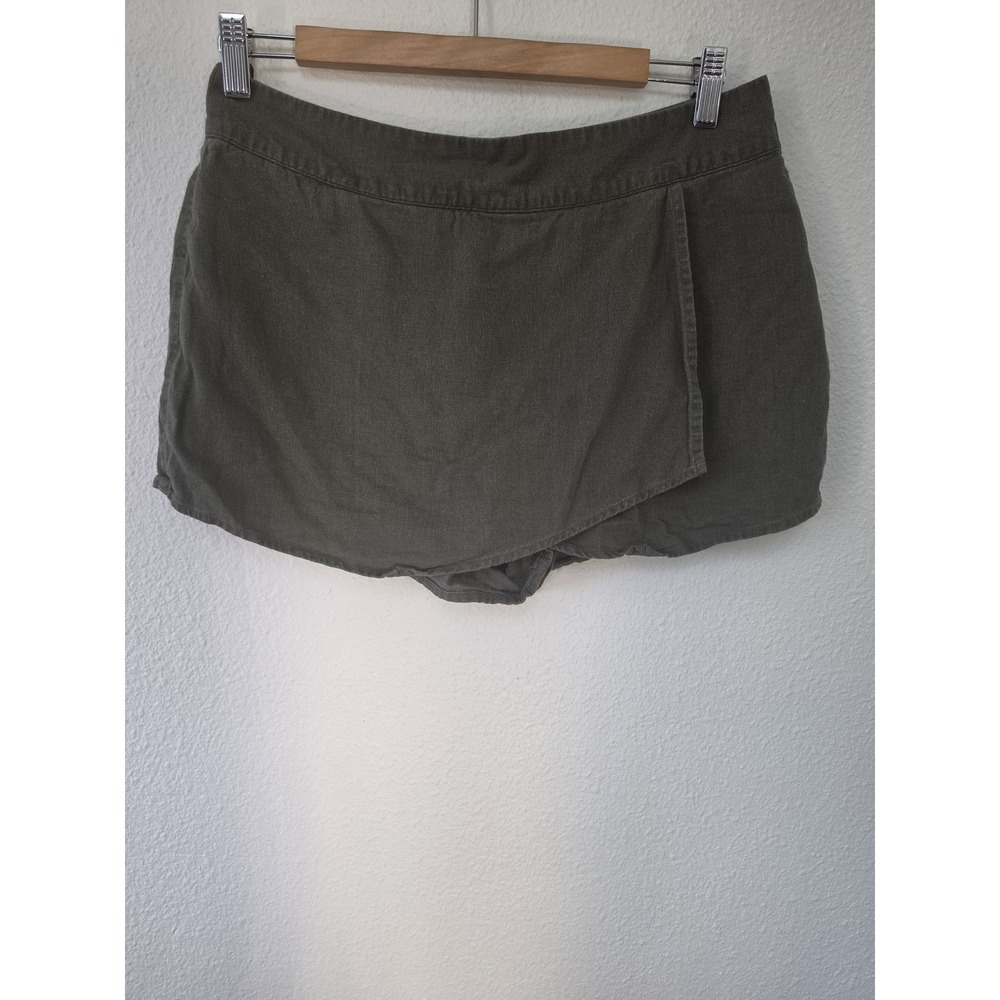 Gap Skort Size 6 Olive Green Solid Casual Linen Blend Mini Skirt Shorts